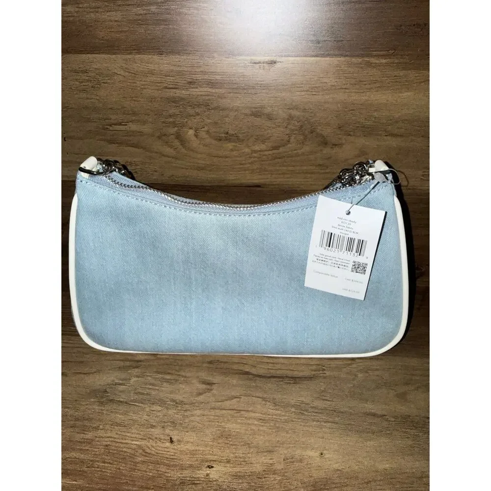 NWT Kate Spade Margot Denim Crossbody Bag Blue Canvas Convertible Chain Shoulder